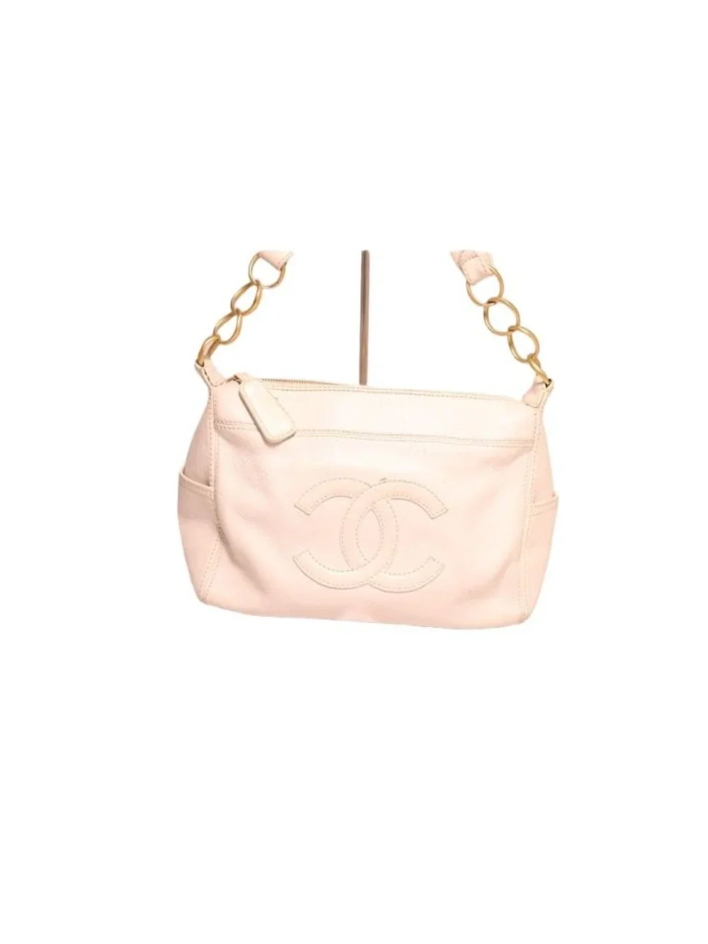 Chanel Caviar Leather White Chain Shoulder Bag